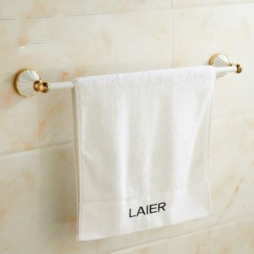 Free punching European pastoral white paint single towel rack Towel bar bathroom towel hanging lo811400