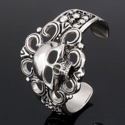 Stainless Steel Jewelry Skull Hollow Wide Face Bracelet Accessories