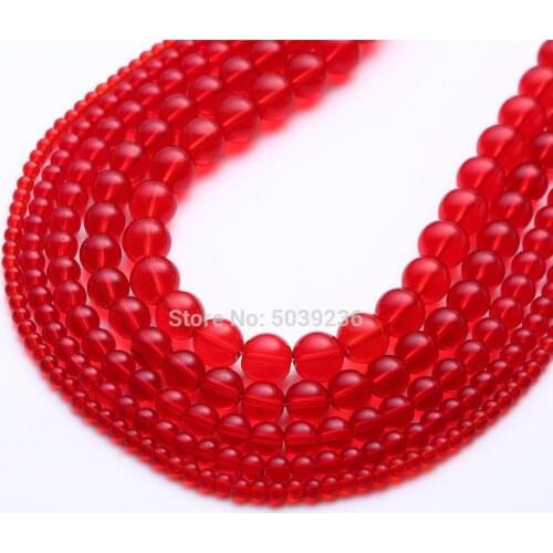 Wholesale Red Glass Beads Natural Stone Round Loose Spacer Beads 4-12mm for Jewelry Making Necklace Bracelet DIY