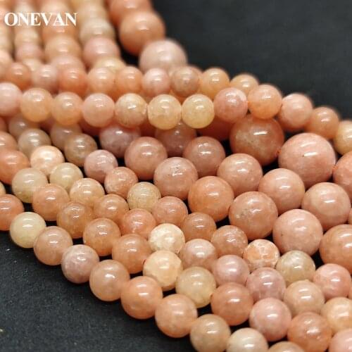 ONEVAN Natural Peach Calcite Beads 6mm 8mm 10mm Smooth Loose Round Stone Bracelet Necklace Jewelry Making Diy Accessories Design