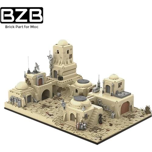 BZB MOC 52200 Star Desert Village MOS Eisley Bar R2D2 Creative City Building Block Model Kids Toys Boys DIY Brick Part Best Gift