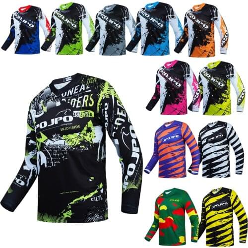 Mens Motocross Jersey Long Sleeve MTB Downhill Mountain Bike Jersey Enduro Cycling Jersey Offroad DH BMX T-shirt Motocycle Wear