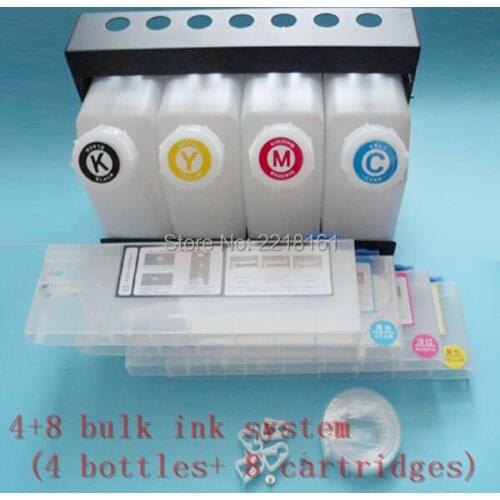 Eco solvent printer Mimaki bulk ink system 4 colors for JV33 JV5 JV33 JV4 Roland Mutoh ink supply kit (4 bottles + 8 cartridges)