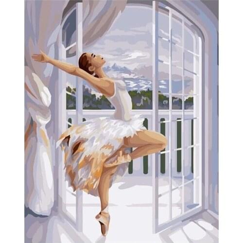 GATYZTORY Frame Ballet Dancer Girl Figure Painting By Numbers For Adults Unique Gift On Canvas Modern Home Crafts