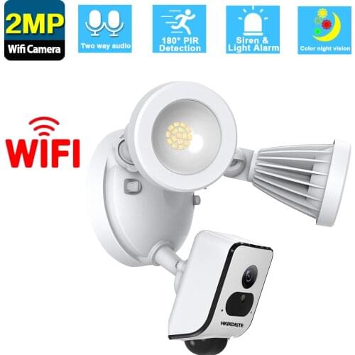 CCTV Floodlight Security IP Camera 1080P Outdoor Courtyard Lighting Wifi Wireless Video Surveillance Camera 2MP Ai Alarm System