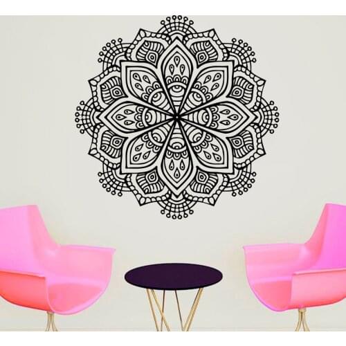 Wall Vinyl Stickers Mandala Lotus Buddhist Ornament Decor Yoga Symbol Meditation Wall Art Mural Mandala Home Decor S-447