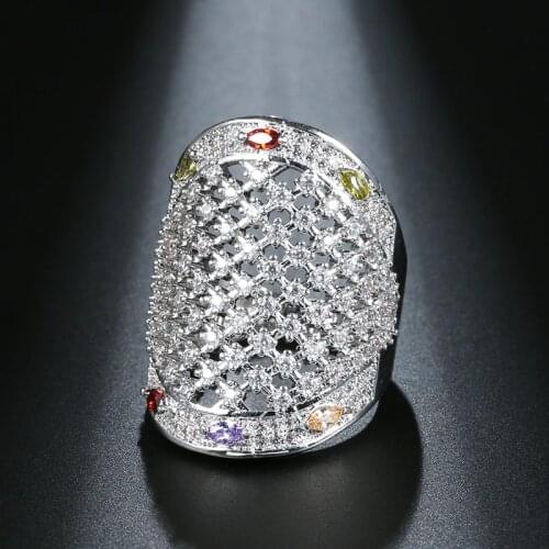 Kinel Jewelry Princess Cut 15 CT White Zircon Silver Color Engagement Rings Wedding Heart Rings Girls Party Ring Gifts 2020 New