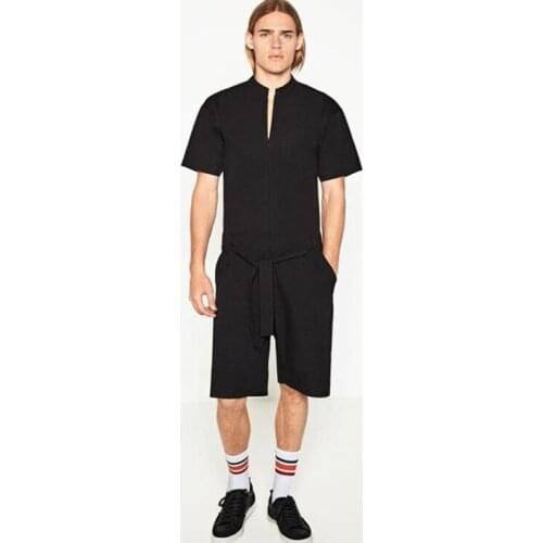 Europe High Street New Style Mens Casual Jumpsuit Shorts Overalls Men Loose Summer Tide High Quality Hip Hop Pants Plus Size