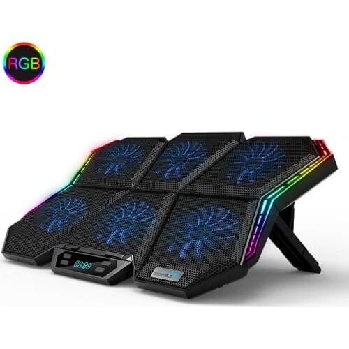 Gaming RGB laptop cooler 12-17 inch Led Screen Laptop cooling pad Notebook cooler stand with Six Fan and 2 USB Ports