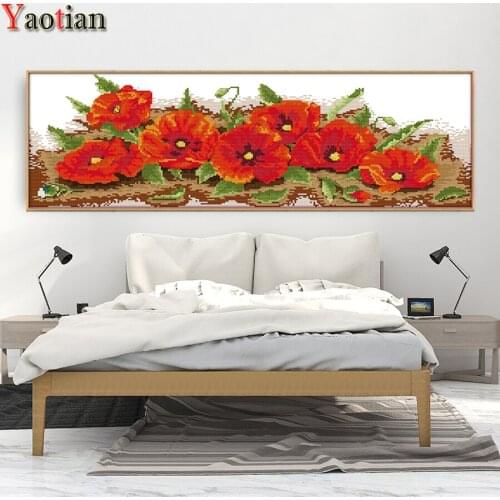 DIY Square Round Diamond Painting Red poppies flower Cross Stitch Diamond Mosaic Diamond Embroidery Pattern Rhinestone art