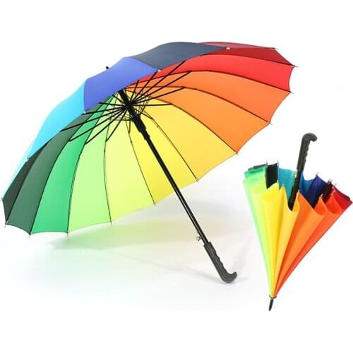 Hot Selling Automatic Long Handle Rainbow Umbrellas Anti-UV Umbrella Sunny Rainy Umbrella