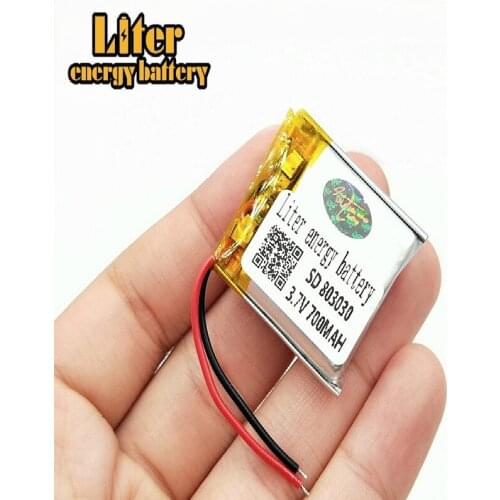 Rechargeable Li-ion Cell 3.7V polymer lithium battery 803030 083030 700mah With PCB For Toy DVD GPS MP3 MP4 MP5 Smart Watch
