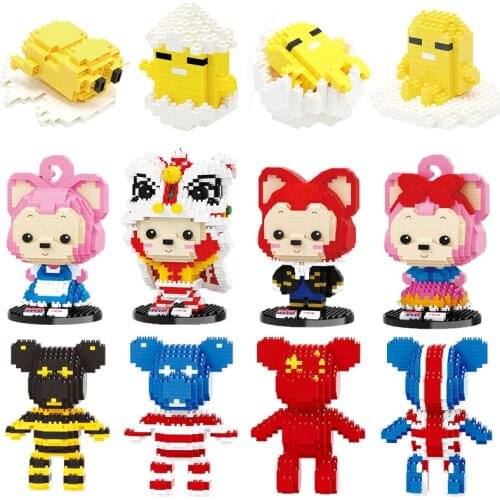 Diamond Mini Building Blocks Animal Bear egg Toy Bricks Dog Cat Bird Panda Rabbit Monkey Pig Giraffe Series for Children Gifts