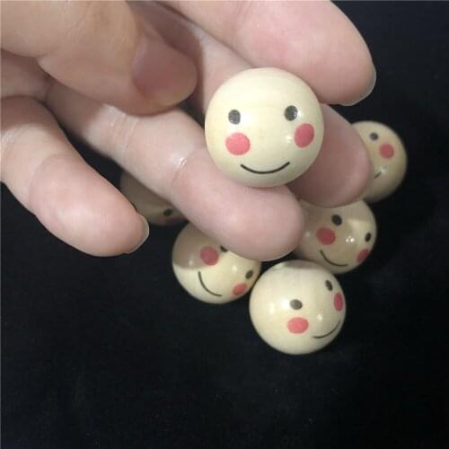 Natural Wooden Beads Cartoon Expression Cat Panda Girl Smiling Face Round Spacer Wood Beads Wooden Balls 20mm 10Pcs/Set