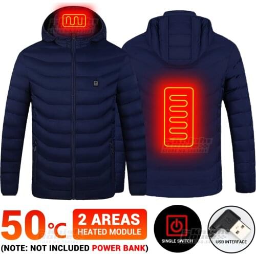 2 Area Electric Heated Jacket Men Thermal Warm Clothes Motorcycle Jacket USB Heated Vest Moto Riding Coat For Men Autumn Winter