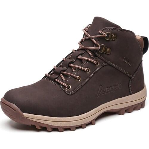 Pop Arrival Nubuck Leather Shoes Winter Boots Men Warm Sneakers Outdoor Anti-Slip Ankle Plush Snow Boots Masculino bt6