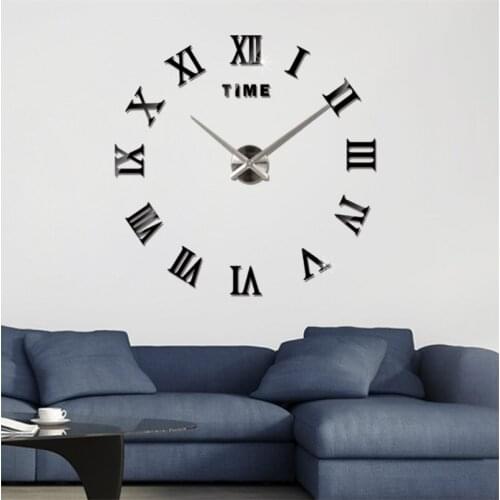 New diy wall clock home decoration large Roman mirror fashion modern quartz clock decoration living room watch