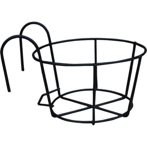 Flower Pot Stand Balcony Railing Hanging Basket Holder Round Planter Pot Rack For Home Garden Decor Metal Plant pot Frame Rack