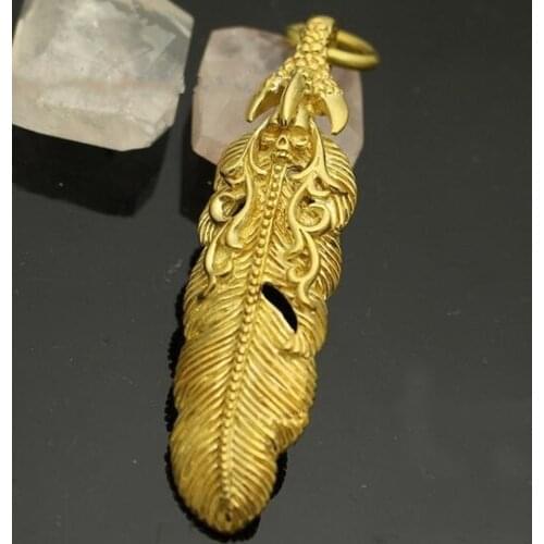 Chinese Hawk Claw Skull Feather Hanging Pure Copper Car Key Fastener Hardware Accessories Exquisite Small Pendant Statues