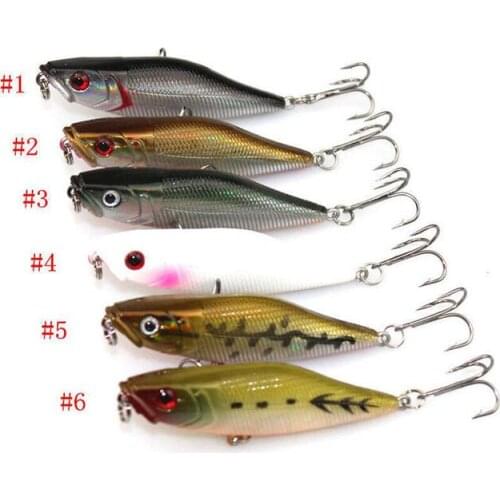 6Pcs 7cm 7.2g Popper Fish Bait Minnow Bait Artificial Hard Bait Wobbler Fishing Bait