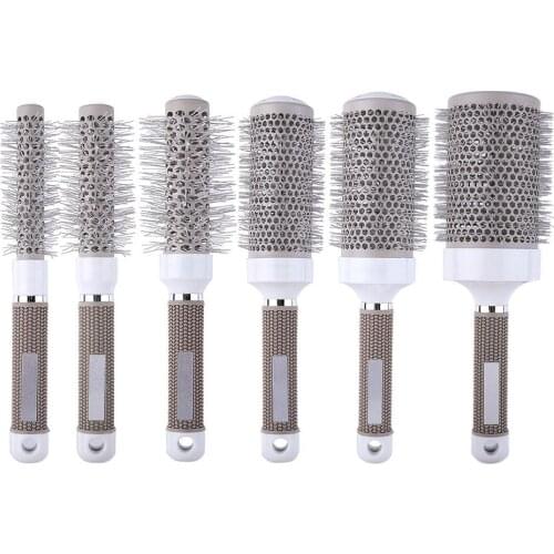 Professional Hair Dressing Brushes High Temperature Resistant Ceramic Iron Round Comb (19mm) 5 size Hair Styling Tool Hairbrush