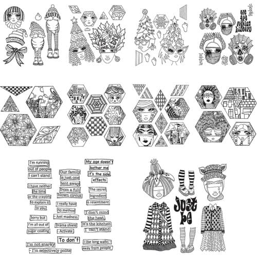 Clear Silicone Stamps Christmas Hats Veil Face Fey Dress Shoes Clan Style Basic Phrase DIY Cards 2021 New