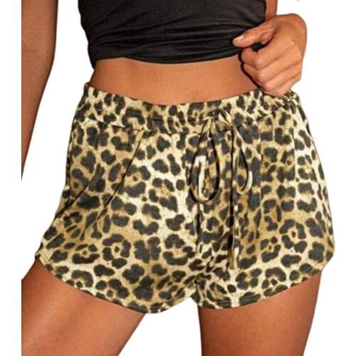 Plus Size Women Shorts Fashion Leopard Print Breathable Summer Female Shorts High Waist Drawstring Skinny Shorts