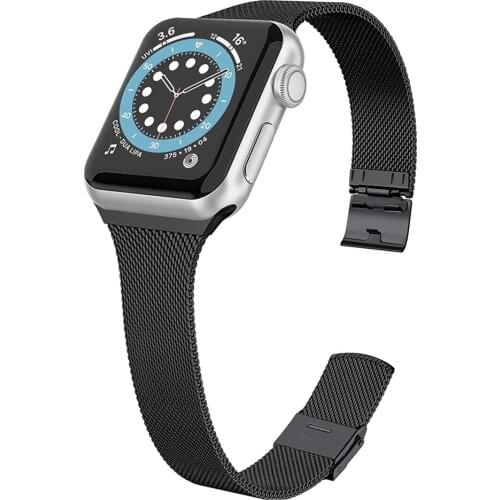Metal Slim Band for Apple Watch Bands 38mm 40mm 42mm 44mm Stainless Steel Mesh Thin Wristband for iWatch SE 6 5 4 3 2 1 Strap