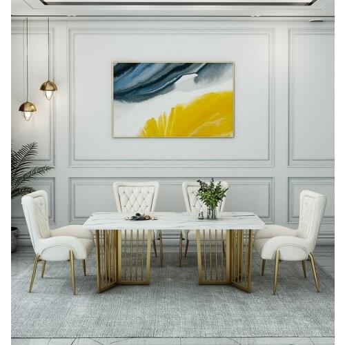 Nordic dining table and chair combination Italian luxury rectangle modern minimalist marble table dining table household small a