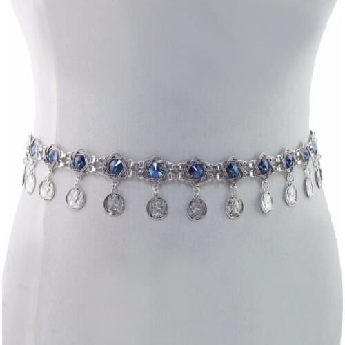 Turkish Gypsy Metal Flower Coin Bikini Tassel Waist Chains Body Jewelry Belly Dance Belt Charm Body Chain Jewelry For Wom