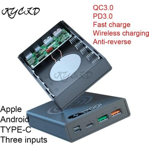DIY 5x18650 CX5 QC3.0 Battery Power Bank Case Battery Dual USB Type C Charge Storage Box Shell Wireless Fast Charging Powerbank