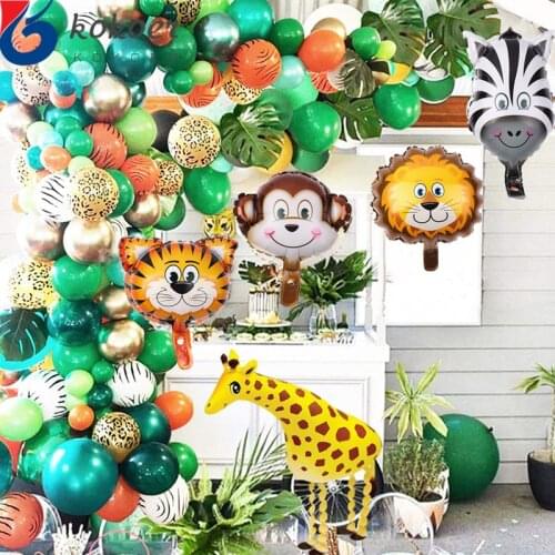 181pcs/lotJungle Safari Theme Party Balloon Garland Kit Animal Balloons Palm Leaves for Kids Boys Birthday Party Baby Shower Dec