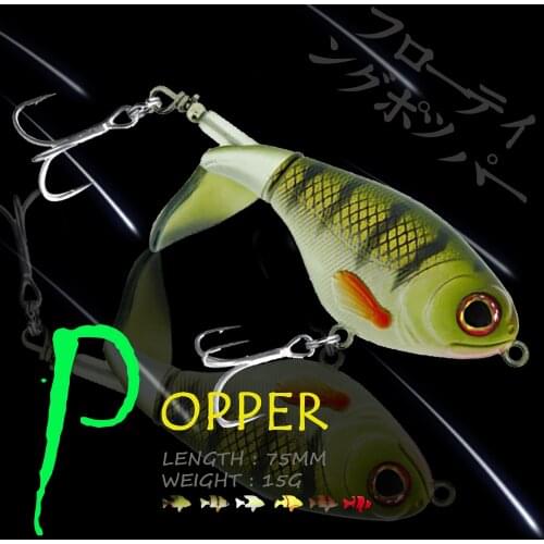 WALK FISH Popper Fishing Lure 75MM 17G Floating Top Water Hard Bait Wobbler 3D Eyes Minnow Crankbait Bass Pike Fishing Tackle
