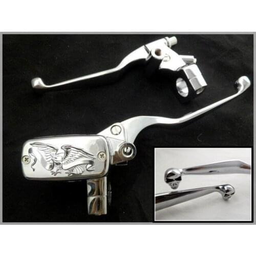 1" Chrome Left Right Handlebar Hand Controls Brake Clutch Skull Lever w/ 14MM BORE SIZE for Harley honda suzuki yamaha kawasaki