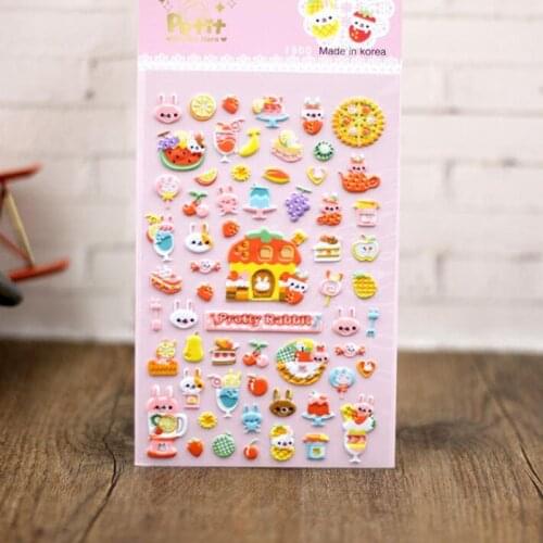 1pc Fruit Rabbit 3D Stereo Bubble Stickers Mobile Phone Album Decoration Stickers Scrapbook Children Stationery Stickers