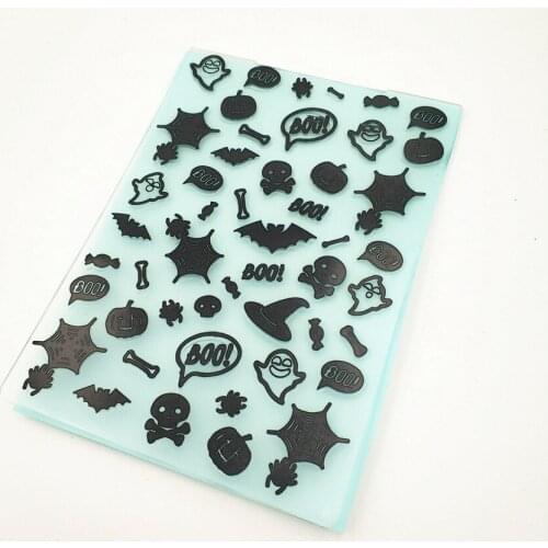 10.5x14.5cm Halloween Embossing folders Plastic bump Scrapbooking DIY Template Fondant indentation Cake Photo Album Card Make