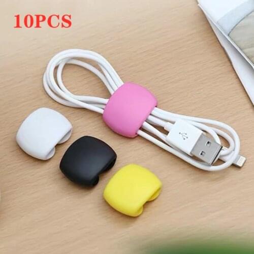 10 Pcs/lot Multipurpose Desktop Phone Cable Winder Earphone Clip Charger Organizer Management Wire Cord Fixer Silicone Holder