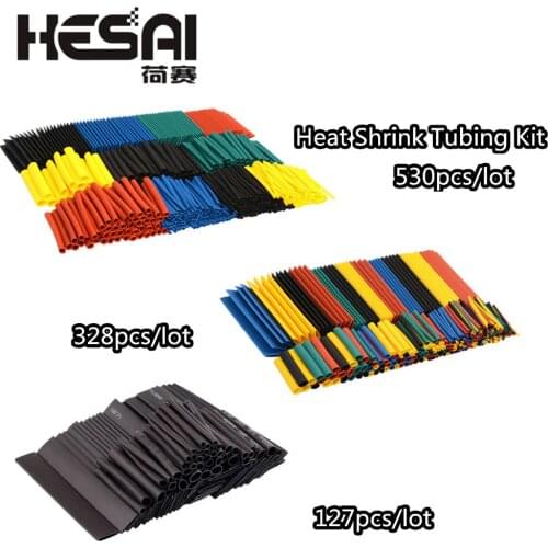 127pcs/lot Heat Shrink Tubing 7.28m 2:1 Black Tube Car Cable Sleeving Assortment Wrap Wire Insulation Materials DIY Kit 328pcs