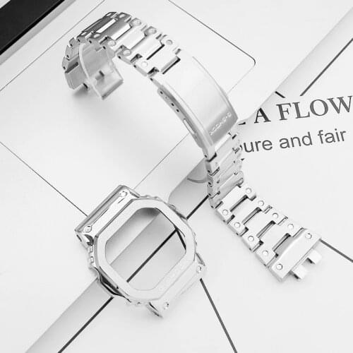 316 Stainless Steel Strap Case Mens Watch Accessories For Casio G-Shock GMW-B5000 Outdoor Sports Wristband Bracelet Watchbands