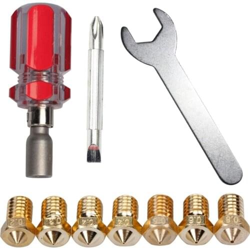 3D Printer Nozzles + 4 DIY Tools for J-Head E3D V5 V6 0.2mm 0.m 0.4mm 0.5mm 0.6mm 0.8mm Nozzle Tool for Nozzle Replacement,Spa