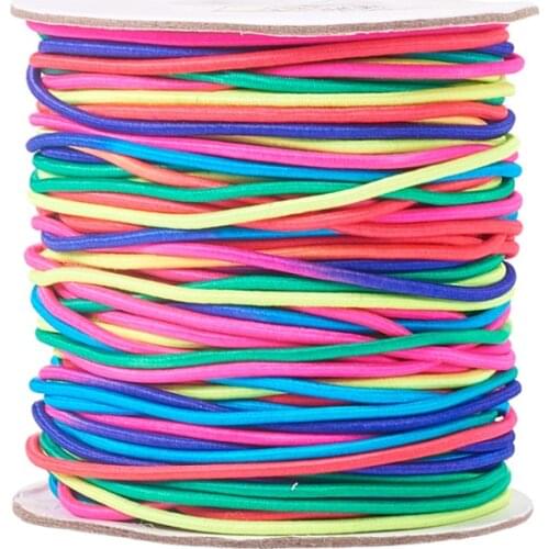 45m/roll 1.5mm Round Elastic Cord Thread String with Nylon Outside and Rubber Inside for Slip-on Bracelets Watch Bands