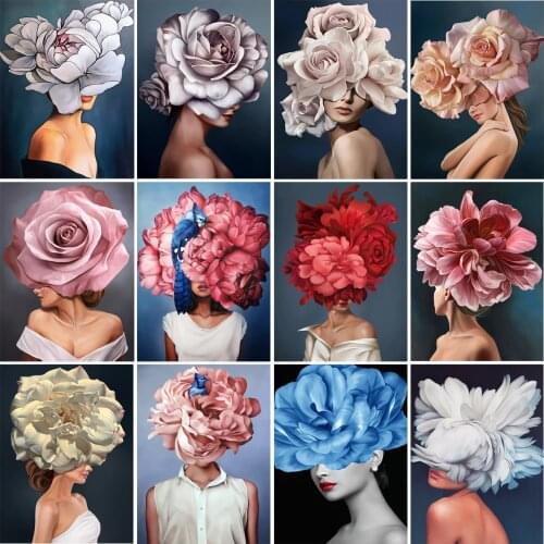 Nabi Diamond Embroidery Girl 5D Diamond Painting Flower Cross Stitch Portrait Rhinestone Mosaic Full Layout Home Decoration