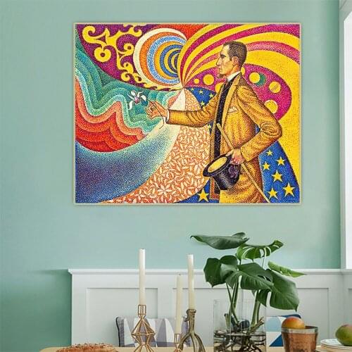 Citon Paul Signac《Portrait of Felix Feneon,1890》Pointillism Canvas Oil Painting Art Poster Picture Wall Decor Home Decoration