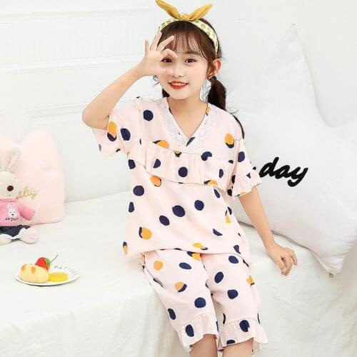 Baby Kids Pajamas Clothing Sets Cotton Girls Toddler Clothes Sleepwear Suit Children Summer Girls Half Sleeve Pijamas Pants 2pcs