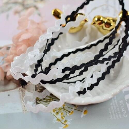Hot Sale 10 Meters/lot 3mm/5mm Width White Black Embroidered Lace Trim Ribbon For Hair Accessories Garment Decoration
