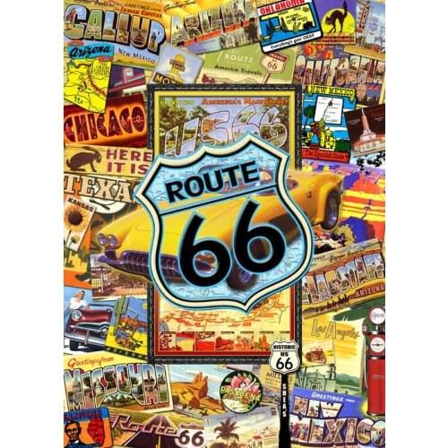 JMINE Div 5D Route 66 Retro Old Map Full Diamond Painting cross stitch kits art High Quality Scenic 3D paint by diamonds