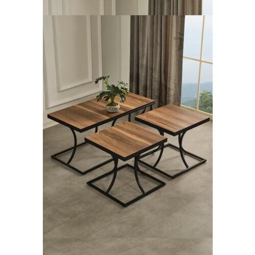 Puzzle Metal Pedestal Walnut Veneer Mdf'li medium coffee table coffee tables table basse furniture living room table