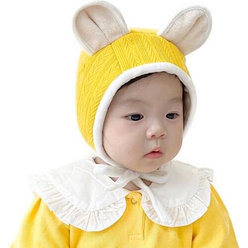 Cute Wool Winter Baby Hat Cartoon Newborn Baby Girl Boy Bonnet Hat Warm Ear Protection Christmas Infant Toddler Beanie Cap