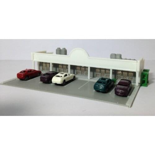 Outland Models Shopping Centre / Mall w Parking Lot & Cars Z Scale Train Railway