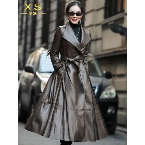 Fashionable Style Waist Down Jacket Womens Mid Length New Sheepskin Single Skin Windbreaker in Spring 2021